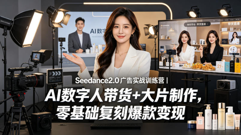 Seedance2.0广告实战训练营｜AI数字人带货+大片制作，零基础复刻爆款变现-易创网