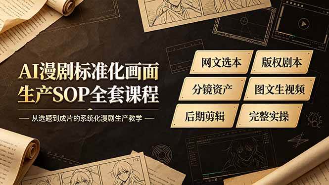 （19806期）AI漫剧标准化画面生产SOP全套课程-更新，网文选本版权剧本分镜资产全覆盖，图文生视频后期剪辑完整实操教学-易创网