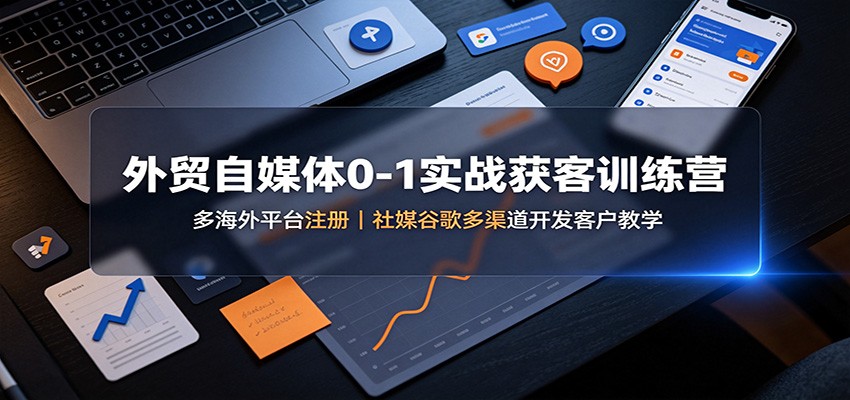 外贸自媒体0-1实战获客训练营：多海外平台注册，社媒谷歌多渠道开发客户教学-易创网
