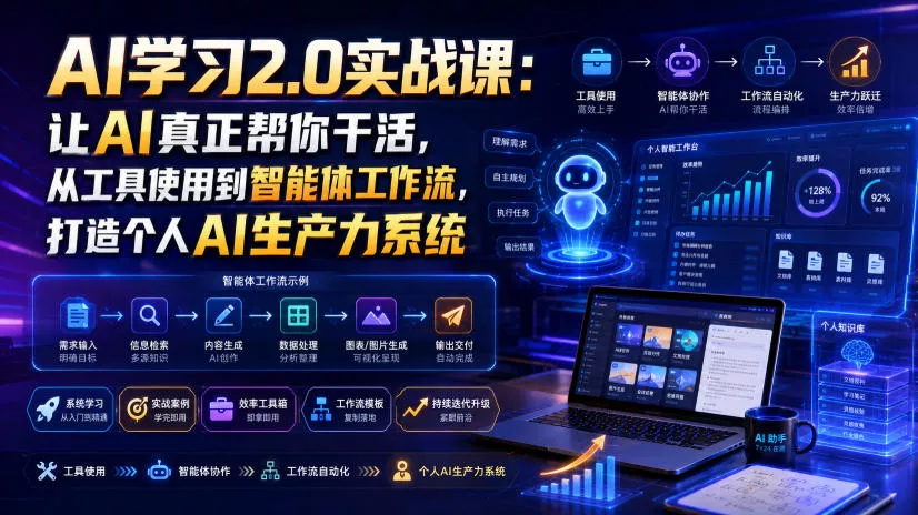 AI学习2.0实战课：让AI真正帮你干活，从工具使用到智能体工作流，打造个人AI生产力系统-易创网