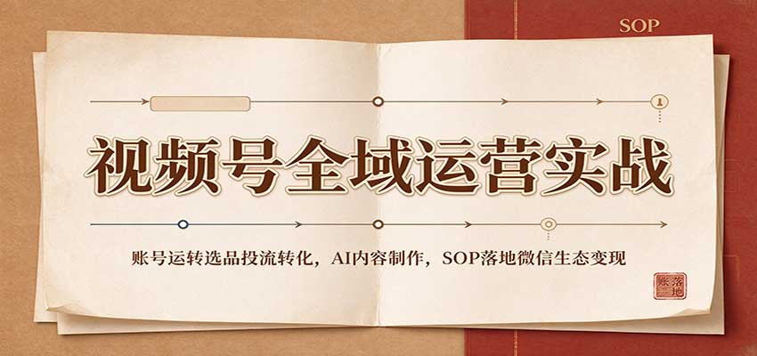 视频号全域运营实战：账号运转选品投流转化，AI内容制作，SOP落地微信生态变现-易创网