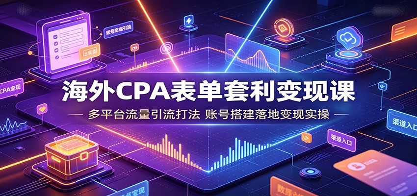 海外CPA表单套利变现课：多平台流量引流打法，账号搭建落地变现实操-易创网