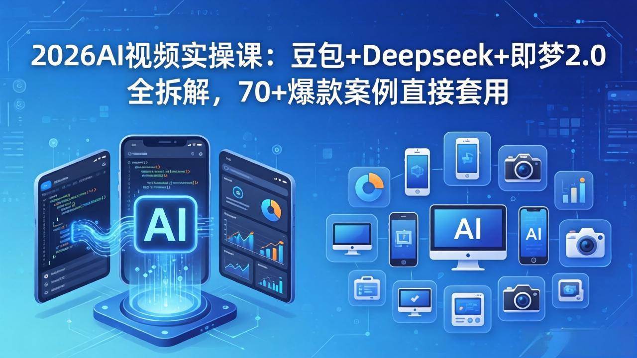 （18263期）2026AI视频实操课：豆包+Deepseek+即梦2.0全拆解，70+爆款案例直接套用-易创网