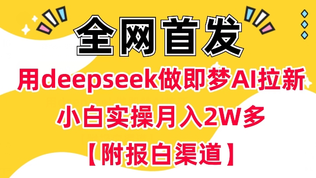 用deepseek做即梦Ai拉新 小白实操月入过W+【附报白渠道】-云创网