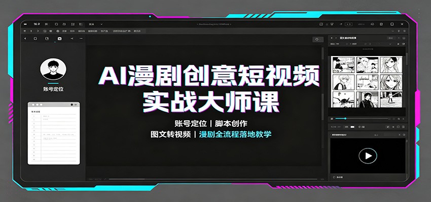 AI漫剧创意短视频实战大师课：账号定位脚本创作，图文转视频，漫剧全流程落地教学-易创网