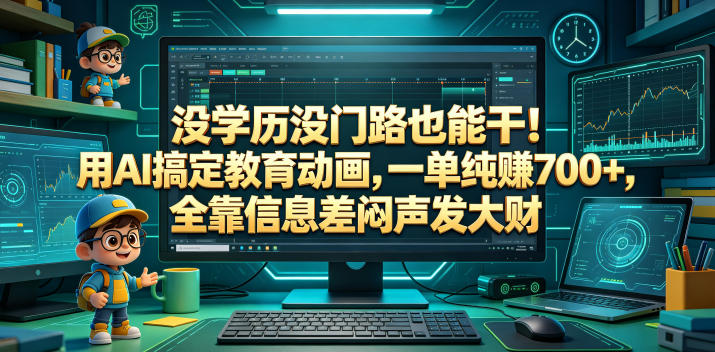 没学历没门路也能干！用AI搞定教育动画，一单纯賺700+，全靠信息差闷声发大财【揭秘】-易创网