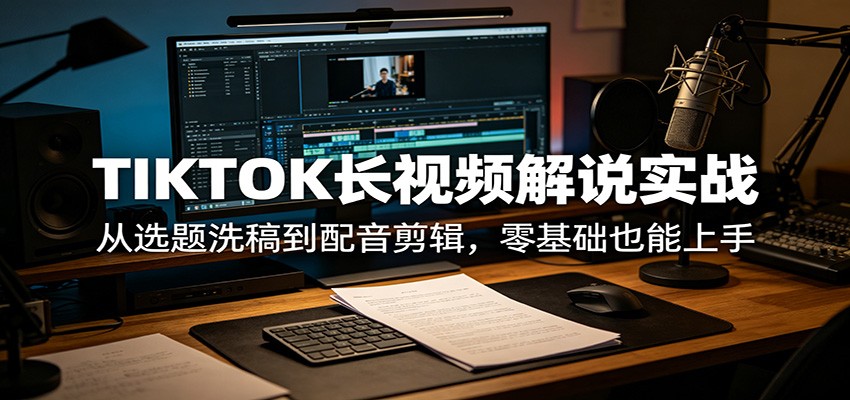 TIKTOK长视频解说实战：从选题洗稿到配音剪辑，零基础也能上手-易创网