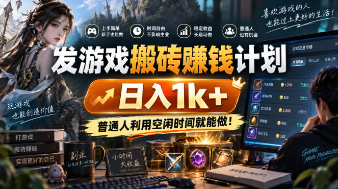 游戏全程自动化打金，日入千元，低成本副业，全程时间零投入！-易创网