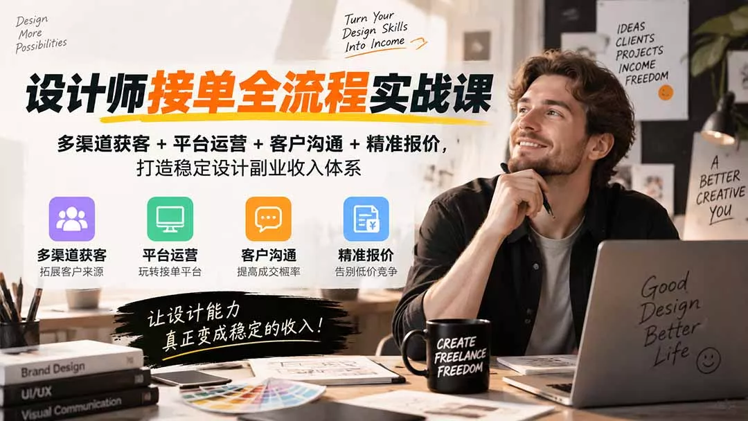 设计师接单全流程实战课-无水印｜多渠道获客+平台运营+客户沟通+精准报价，打造稳定设计副业收入体系-易创网