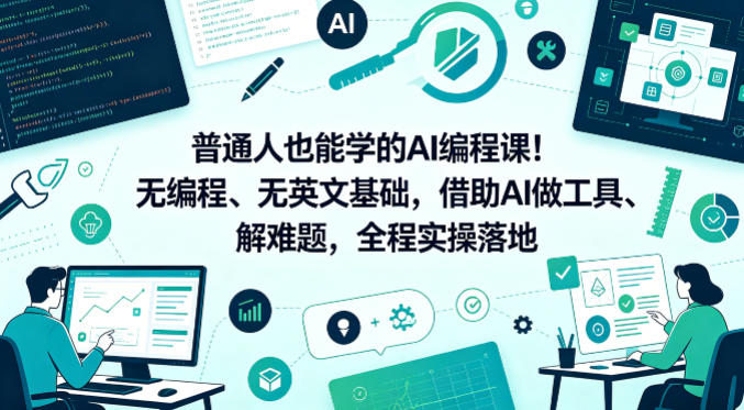 普通人也能学的AI编程课！无编程、无英文基础，借助AI做工具、解难题，全程实操落地-易创网