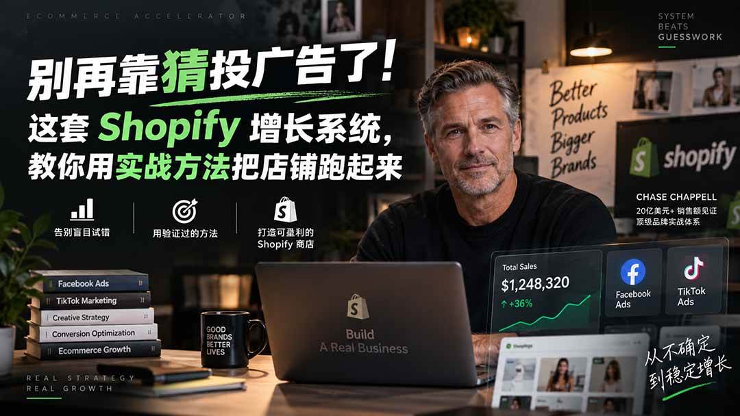 （20367期）别再靠猜投广告了！这套 Shopify 增长系统，教你用实战方法把店铺跑起来【原创双语字幕】-易创网