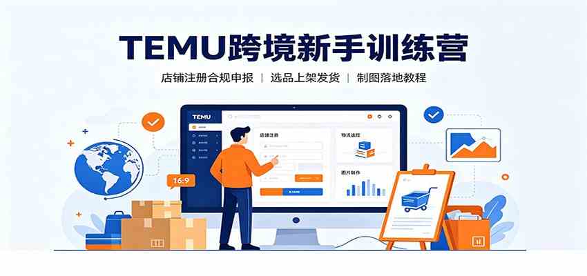 TEMU跨境新手训练营：店铺注册合规申报，选品上架发货制图落地教程-易创网