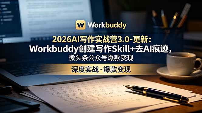 （18995期）2026AI写作实战营3.0-更新：Workbuddy创建写作Skill+去AI痕迹，微头条公众号爆款变现-易创网