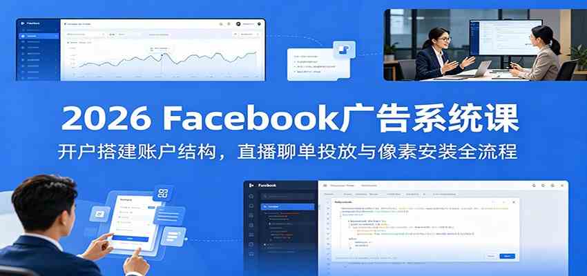 2026 Facebook广告系统课：开户搭建账户结构，直播聊单投放与像素安装全流程-易创网