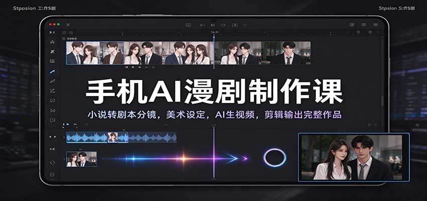 手机AI漫剧制作课：小说转剧本分镜，美术设定，AI生视频，剪辑输出完整作品-易创网