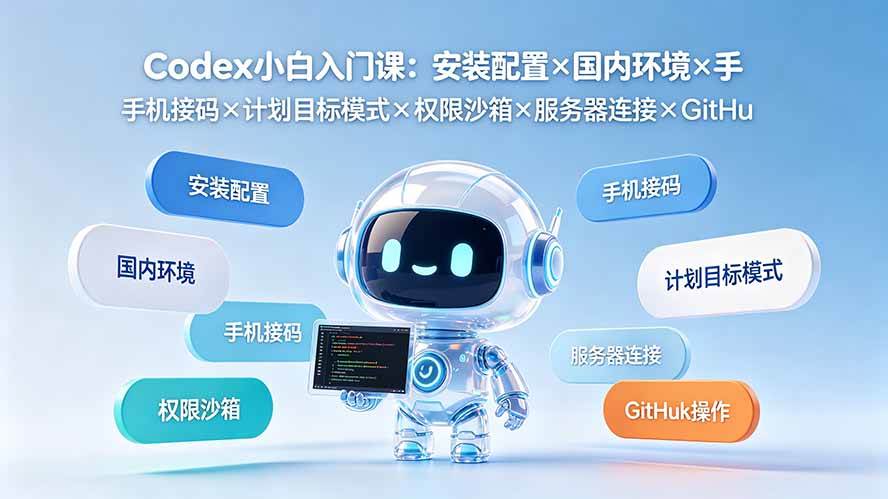 （19402期）Codex小白入门课：安装配置×国内环境×手机接码×计划目标模式×权限沙箱×服务器连接×GitHub操作-易创网