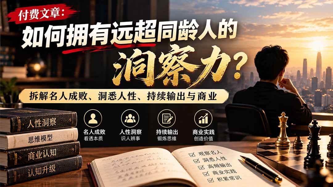 （21025期）付费文章：如何拥有远超同龄人的洞察力？拆解名人成败、洞悉人性、持续输出与商业实践-易创网