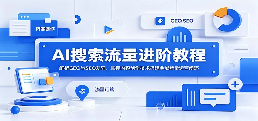 AI搜索流量进阶教程：解析GEO与SEO差异，掌握内容创作技术搭建全域流量运营闭环-易创网