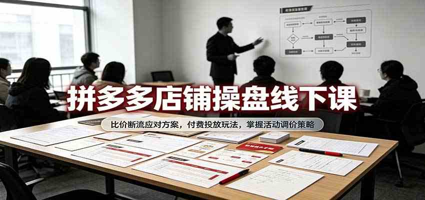 拼多多店铺操盘线下课：比价断流应对方案，付费投放玩法，掌握活动调价策略-易创网