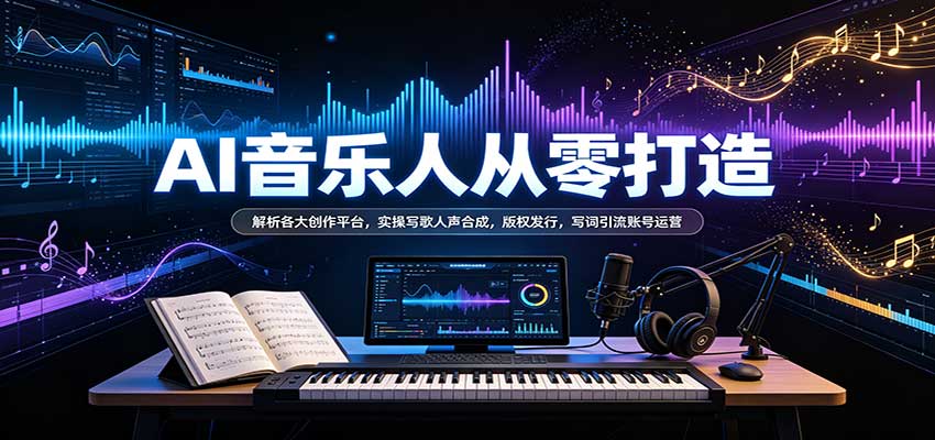 AI音乐人从零打造：解析各大创作平台，实操写歌人声合成，版权发行，写词引流账号运营-易创网