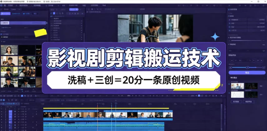 影视剧剪辑搬运技术，洗稿+三创=20分一条原创视频-易创网