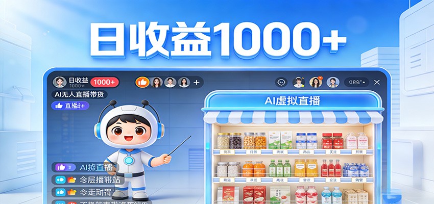 不用露脸不用说话，24小时自动卖货赚钱，全天自动直播，收益看得见-易创网