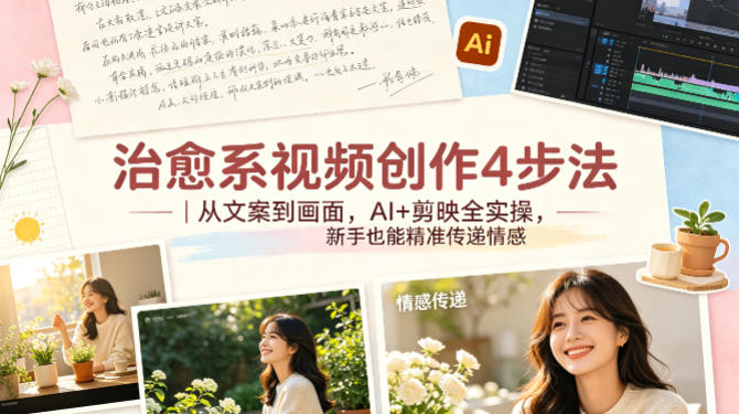 治愈系视频创作4步法｜从文案到画面，AI+剪映全实操，新手也能精准传递情感-易创网