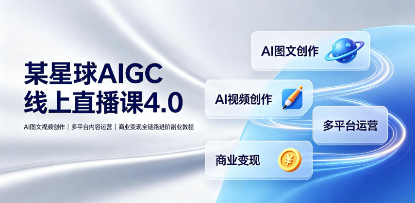 某星球AIGC线上直播课4.0｜AI图文视频创作、多平台内容运营、商业变现全链路进阶副业教程-易创网