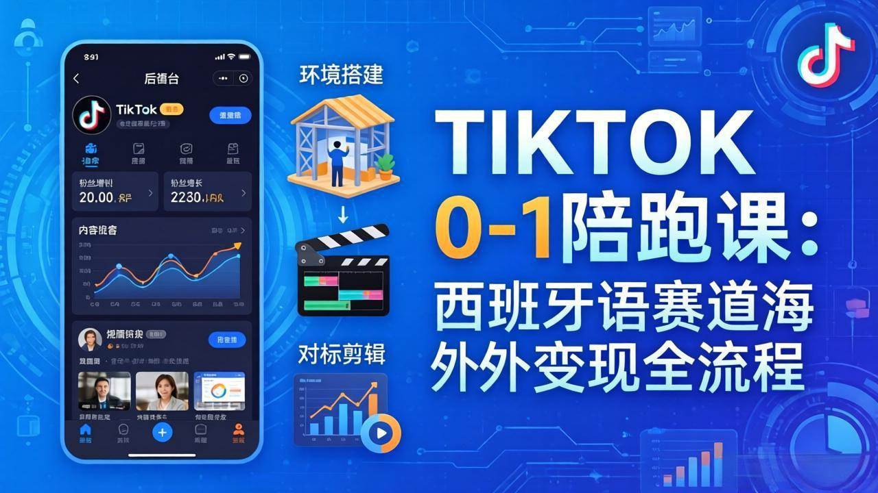 （17908期）TIKTOK 0-1 陪跑课：从环境搭建到刷对标剪辑，西班牙语赛道海外变现全流程-易创网