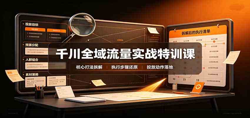 千川全域流量实战特训课：拆解全域投放实操核心打法-易创网