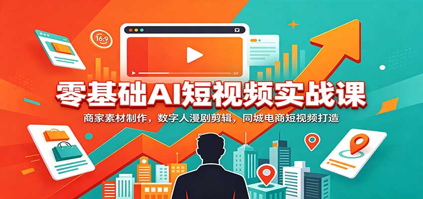 零基础AI短视频实战课：商家素材制作，数字人漫剧剪辑，同城电商短视频打造-易创网