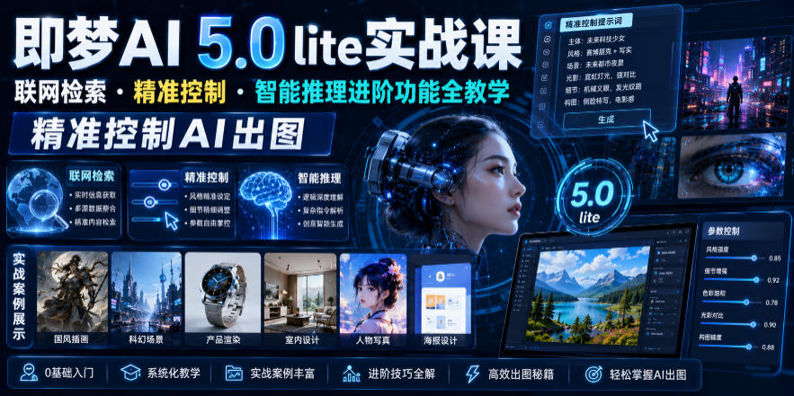 即梦AI 5.0 lite实战课，联网检索・精准控制・智能推理进阶功能全教学，精准控制AI出图-易创网