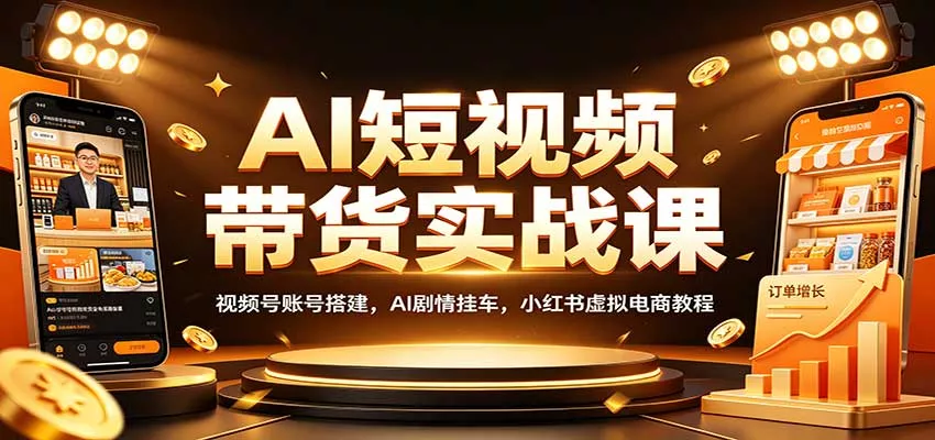 AI短视频带货实战课：视频号账号搭建，AI剧情挂车，小红书虚拟电商教程-易创网