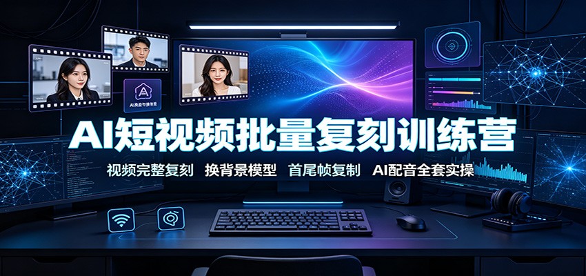 AI短视频批量复刻训练营：视频完整复刻，换背景模型、首尾帧复制、AI配音全套实操-易创网