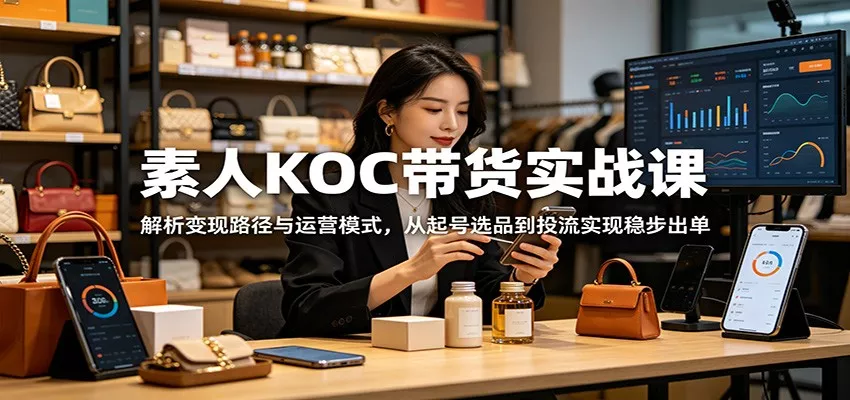 素人KOC带货实战课：解析变现路径与运营模式，从起号选品到投流实现稳步出单-易创网