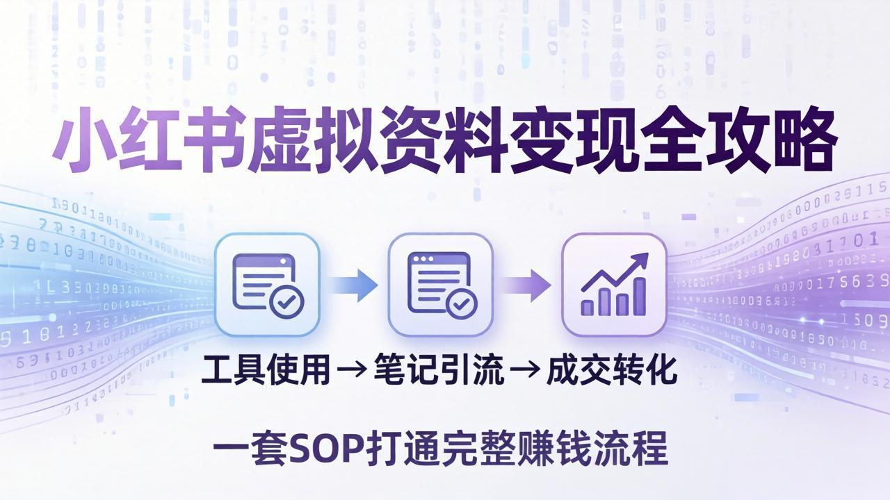 小红书虚拟资料变现全攻略：从工具使用到笔记引流成交，一套 SOP 打通完整赚钱流程-易创网