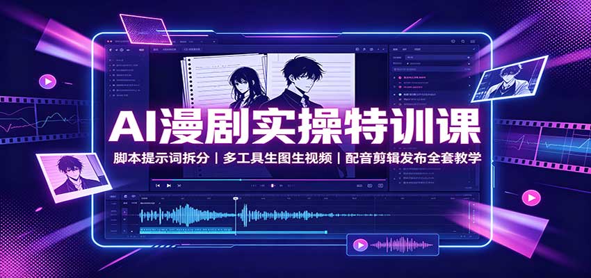 AI漫剧实操特训课：脚本提示词拆分，多工具生图生视频，配音剪辑发布全套教学-易创网