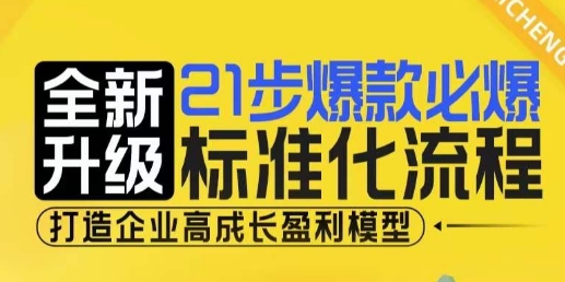 21步爆款必爆标准化流程，全新升级，打造企业高成长盈利模型网赚项目-副业赚线-互联网创业-资源整合易创网