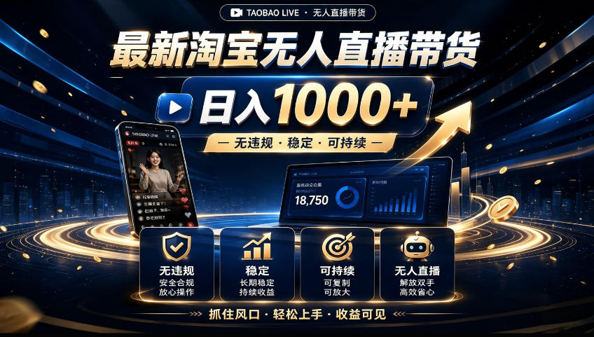2026淘宝无人直播15.0，独家新技术，不用露脸、不用熬夜，自动直播自动出单，25小时卖17W【揭秘】-易创网