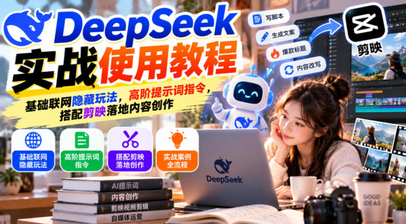 DeepSeek实战使用教程｜基础联网隐藏玩法，高阶提示词指令，搭配剪映落地内容创作-易创网