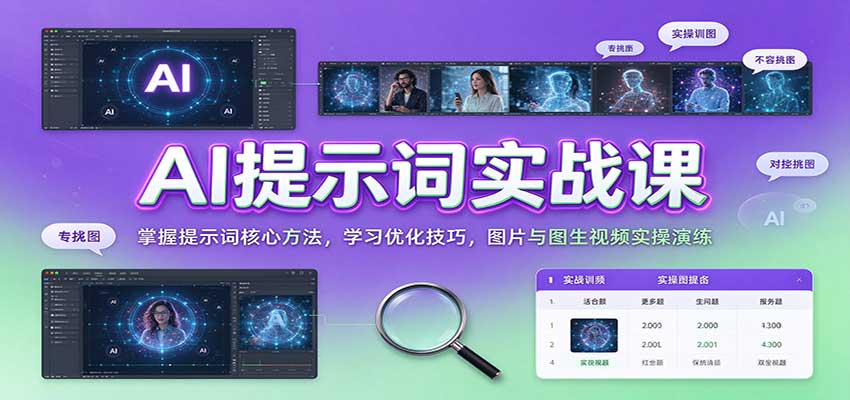 AI提示词实战课：掌握提示词核心方法，学习优化技巧，图片与图生视频实操演练-易创网