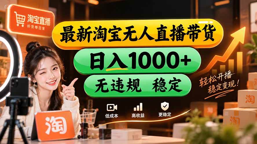 （20453期）【新技术】淘宝无人直播，独家，日入2K+，无封号，可矩阵，长期稳定-易创网