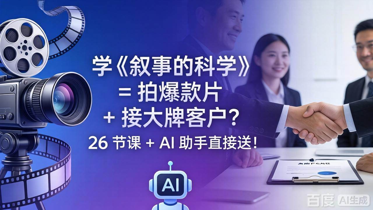 （18302期）学《叙事的科学》= 拍爆款片 + 接大牌客户？26 节课 + AI 助手直接送！-易创网