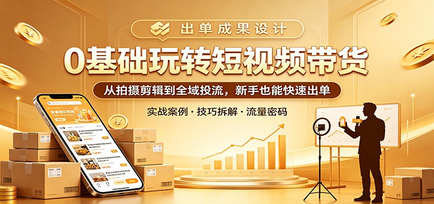 0基础玩转短视频带货：从拍摄剪辑到全域投流，新手也能快速出单-易创网
