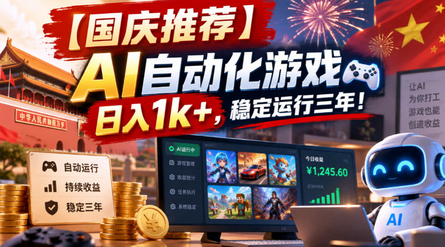 【国庆推荐】AI自动化游戏，日入1k+，操作简单，稳定运行三年！【揭秘】-易创网