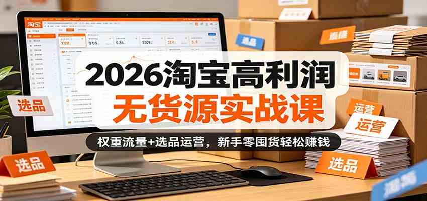 2026淘宝高利润无货源实战课：权重流量+选品运营，新手零囤货轻松赚钱-易创网
