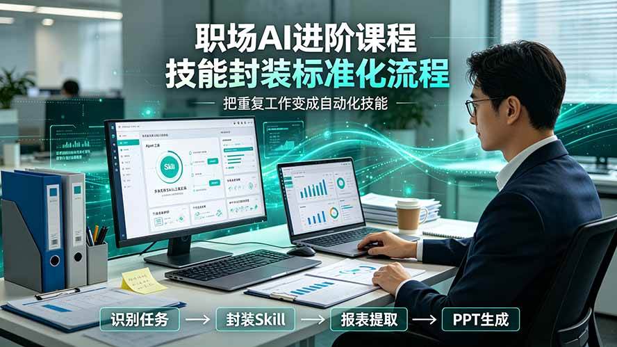（19369期）职场AI进阶课程；多类实用Skill工具实操，专属技能封装标准化流程，报表行业报告一键提取核心内容-易创网