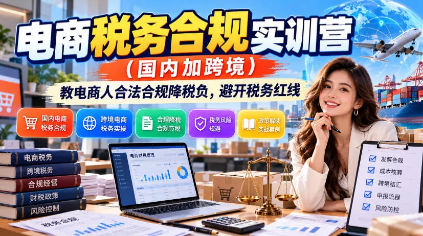 电商税务合规实训营(国内加跨境)，教电商人合法合规降税负，避开税务红线-易创网