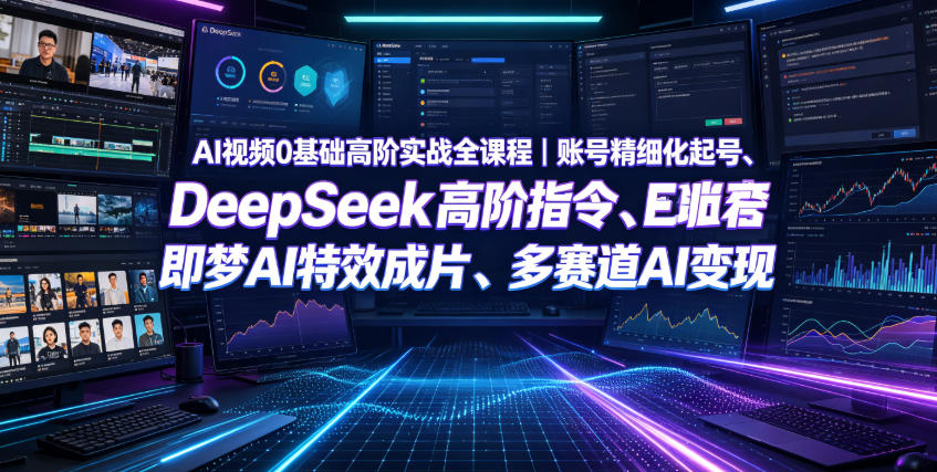 AI视频0基础高阶实战全课程｜账号精细化起号、DeepSeek高阶指令、即梦AI特效成片、多赛道AI短视频量产变现-易创网