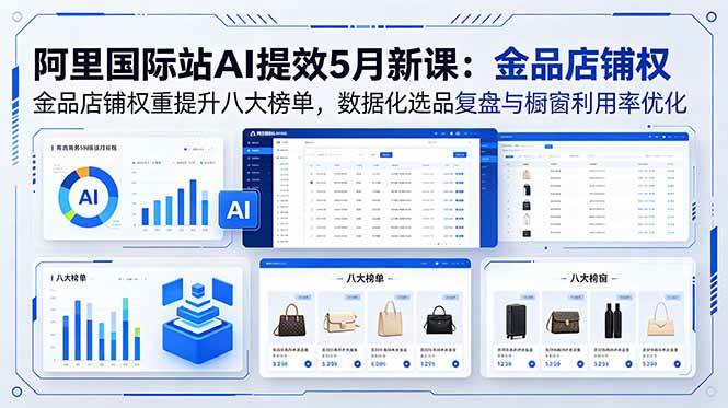 （18556期）阿里国际站AI提效5月新课：金品店铺权重提升八大榜单，数据化选品复盘与橱窗利用率优化-易创网